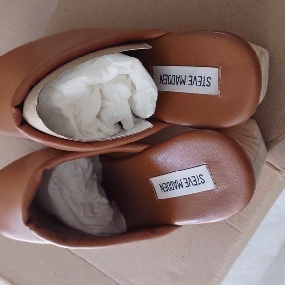 STEVE MADDEN Leather Chunky Wooden Heel Clogs *NEW - Picture 14 of 17